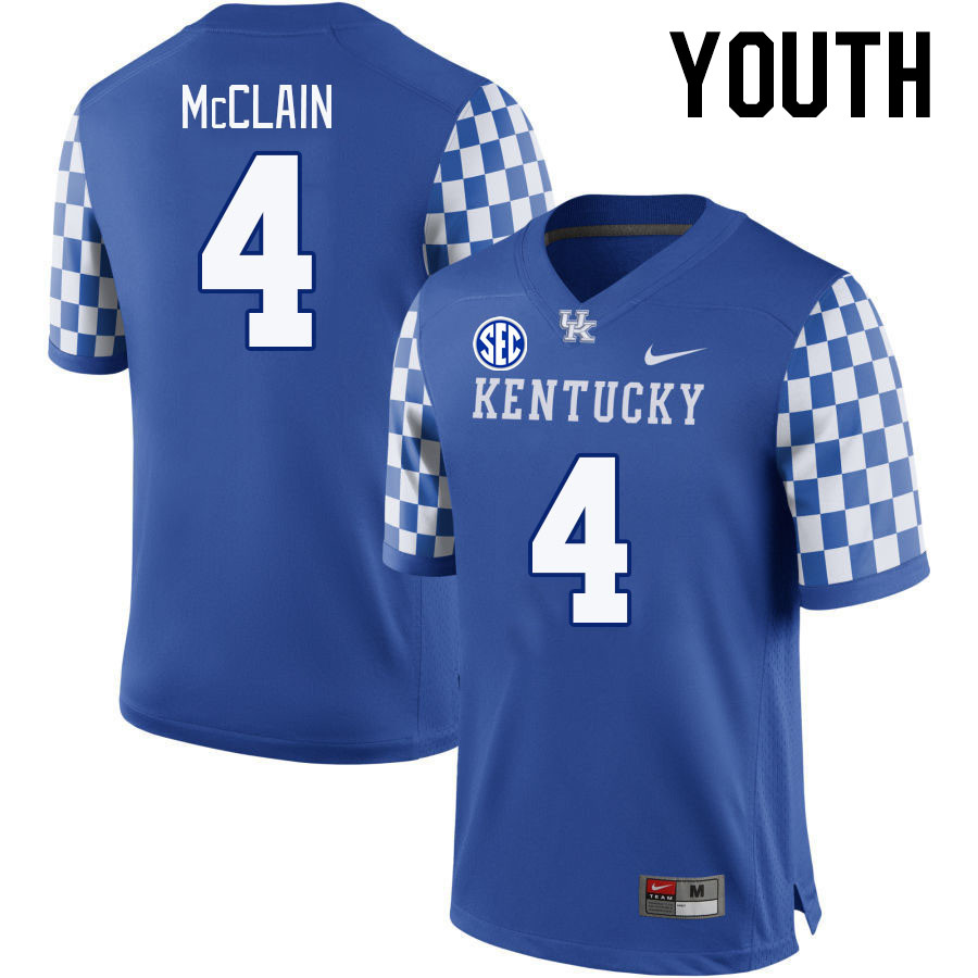 Youth #4 JuTahn McClain Kentucky Wildcats 2023 College Football Jerseys Stitched-Royal